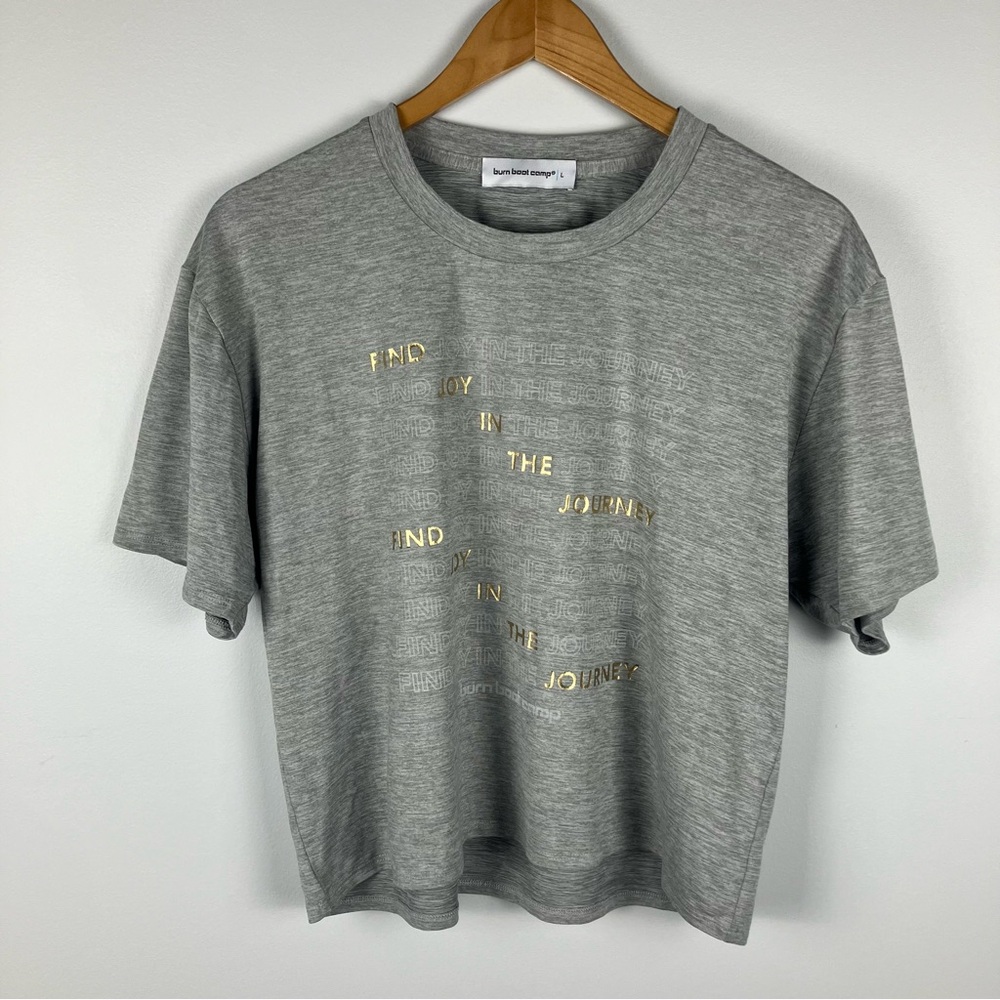 Burn Boot Camp Boxy Tee Gray Graphic Find Joy In The Journey Womens Large